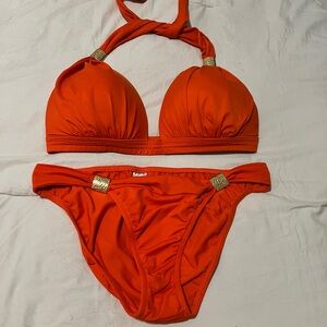 VENUS Vibrant Orange Bikini with Gold Details